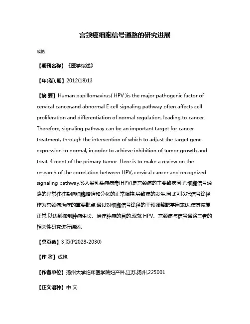 宫颈癌细胞信号通路的研究进展