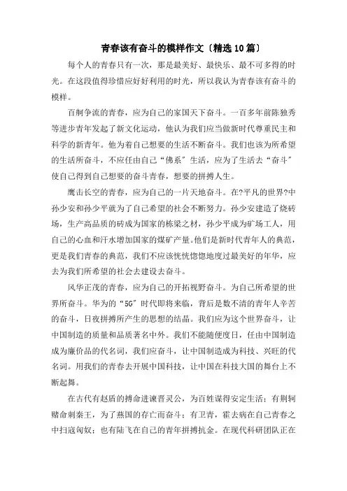 青春该有奋斗的模样作文精选