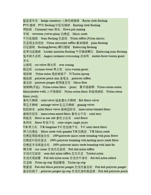纺织行业英语、纺织行业词汇要点