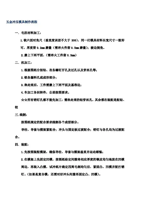 金冲压模具制作流程