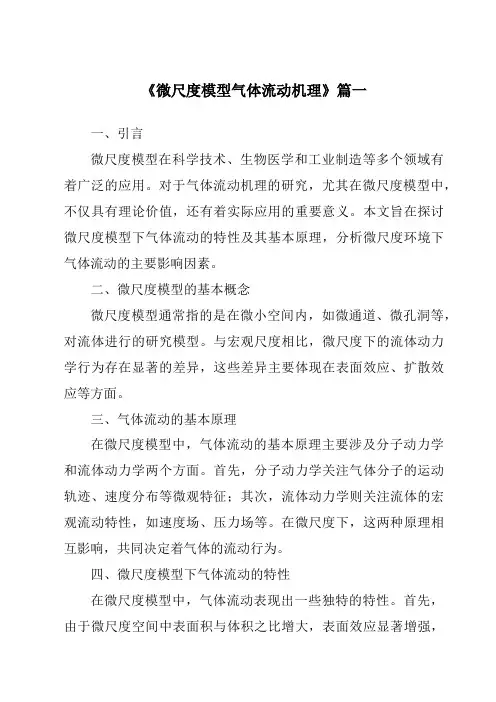 《微尺度模型气体流动机理》