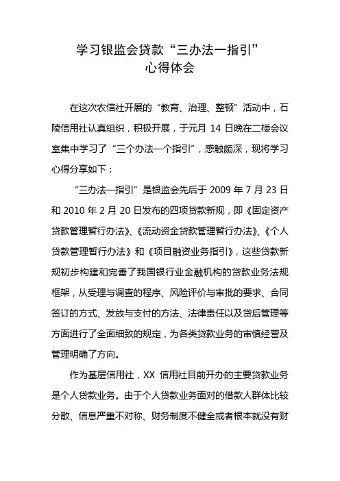 “三办法一指引”学习心得体会