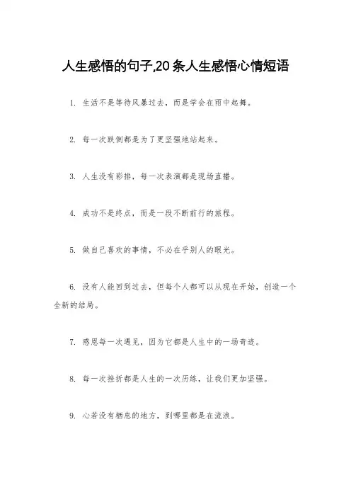 人生感悟的句子,20条人生感悟心情短语
