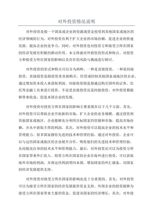 对外投资情况说明