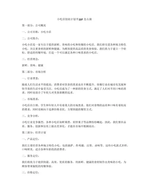 小吃店创业计划书ppt怎么做