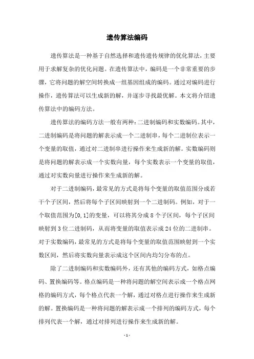 遗传算法编码