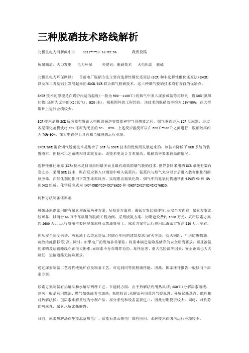 三种脱硝技术路线解析