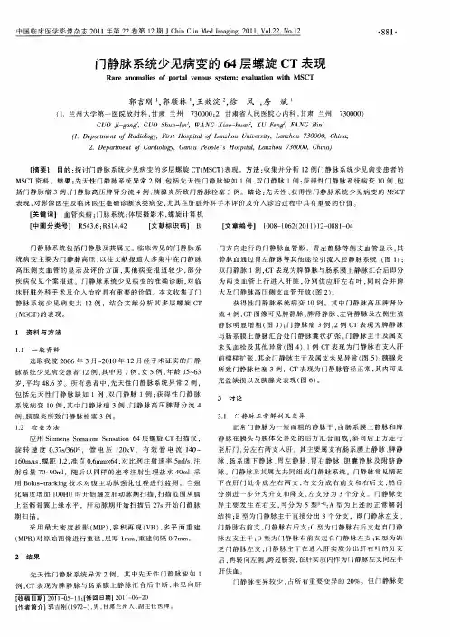 门静脉系统少见病变的64层螺旋CT表现