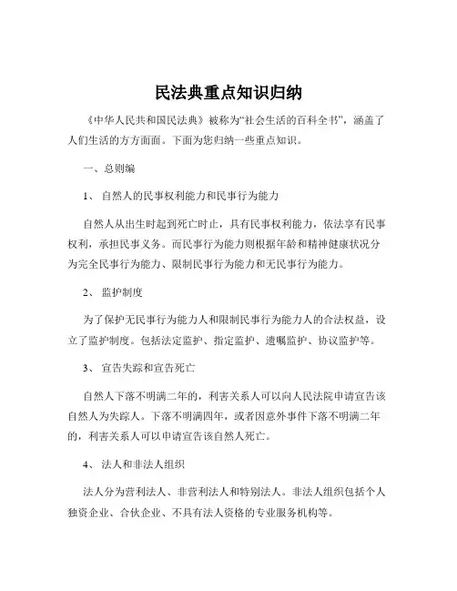 民法典重点知识归纳