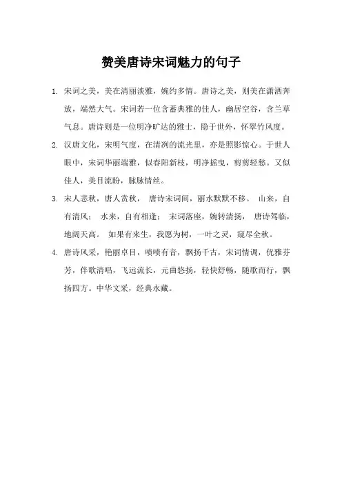 赞美唐诗宋词魅力的句子