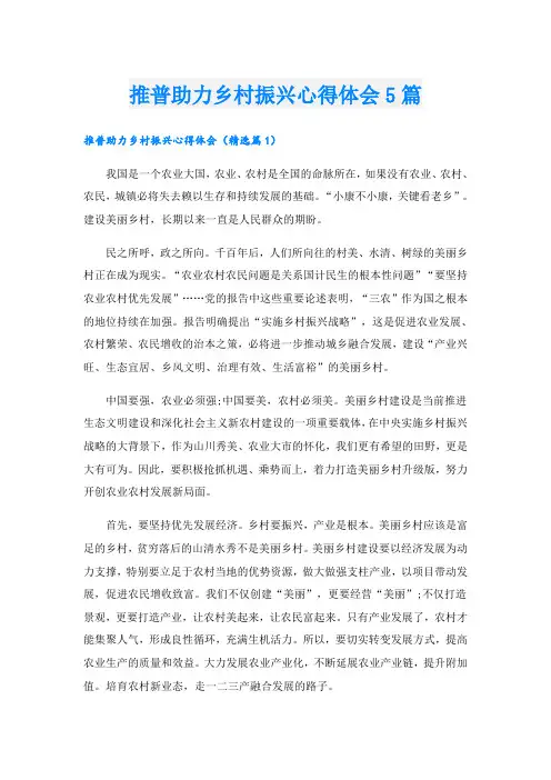 推普助力乡村振兴心得体会5篇