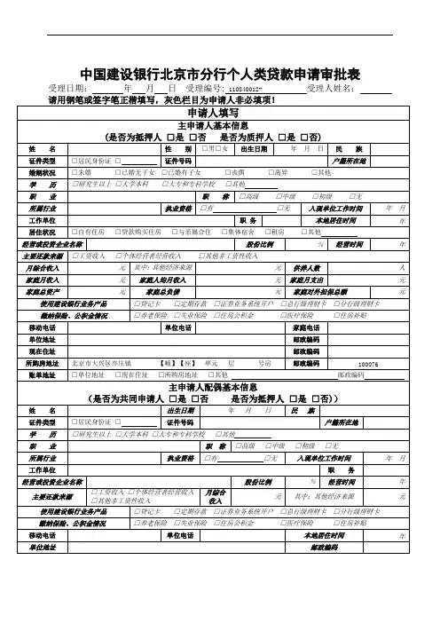 贷款申请审批表