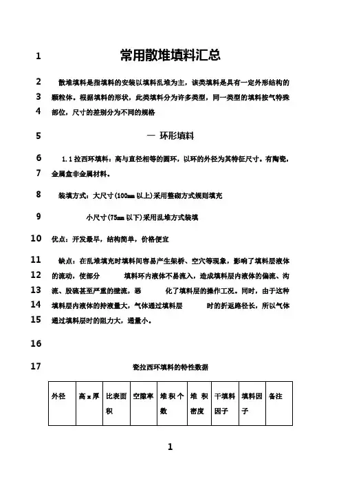 最新常用散堆填料