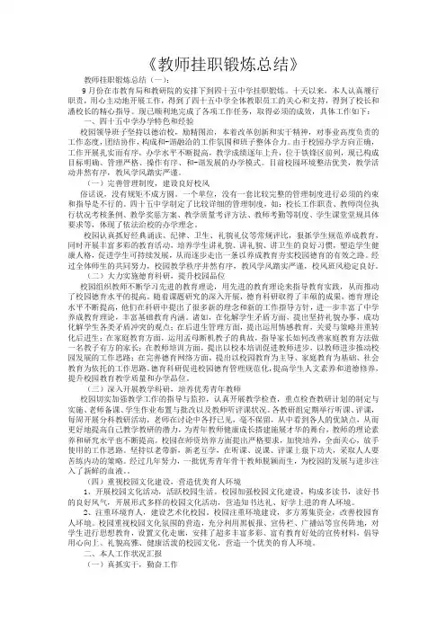 教师挂职锻炼总结15篇