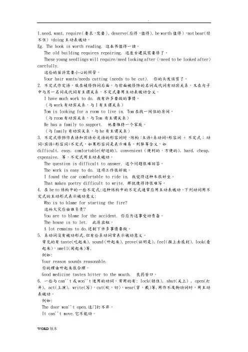 英语中不能用于被动语态的动词都有哪些