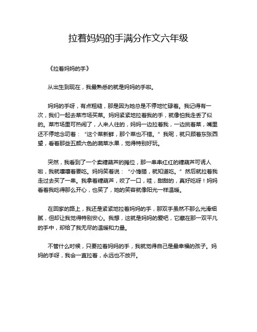 拉着妈妈的手满分作文六年级