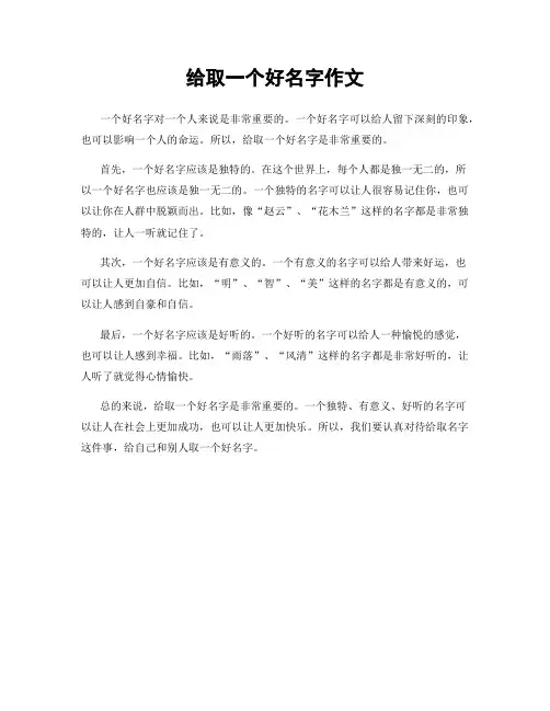 给取一个好名字作文