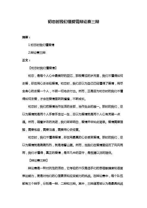 初恋时我们懂爱情辩论赛三辩