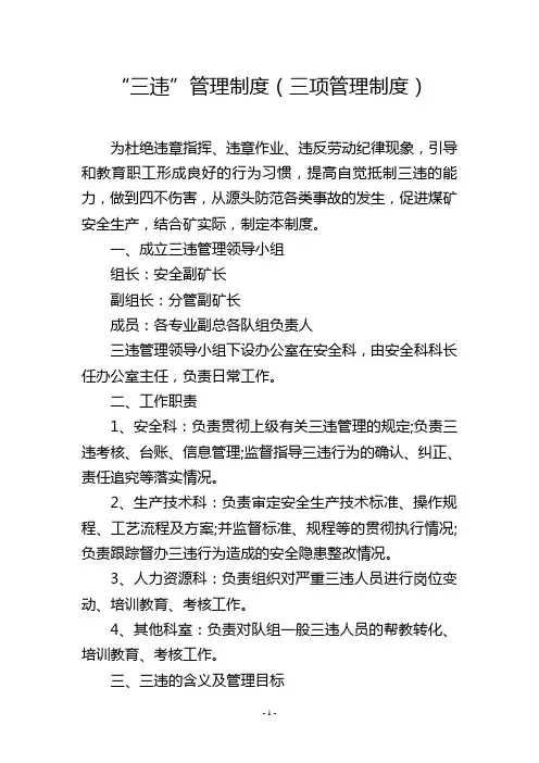 “三违”管理制度(三项管理制度)