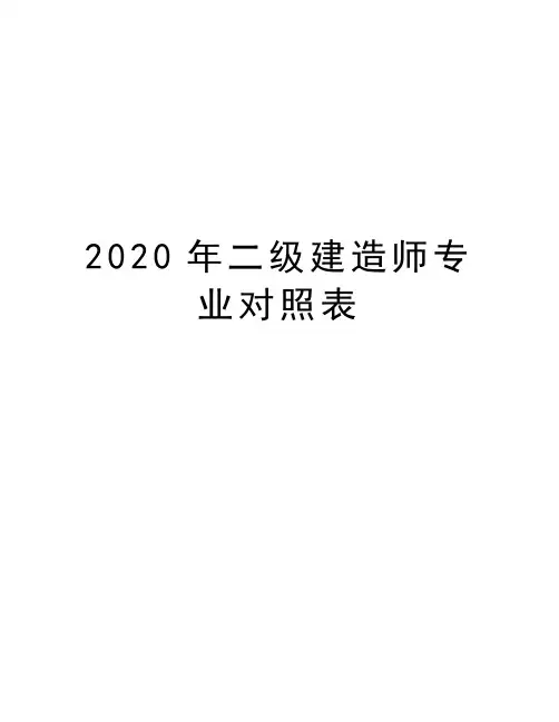 2020年二级建造师专业对照表学习资料