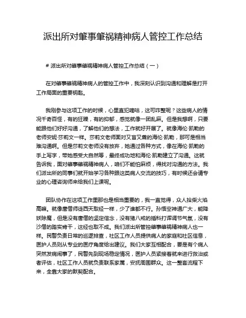 派出所对肇事肇祸精神病人管控工作总结