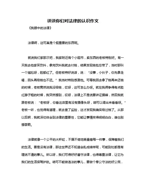 谈谈你们对法律的认识作文