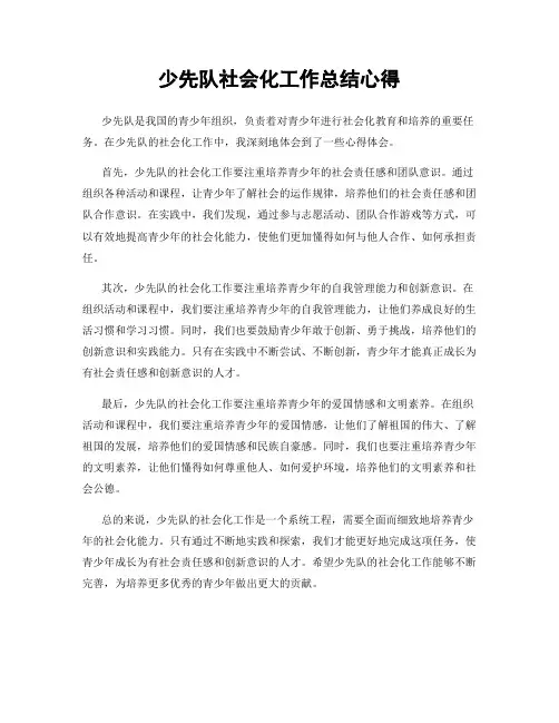 少先队社会化工作总结心得