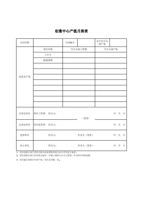 产值月报表(施工单位)模板