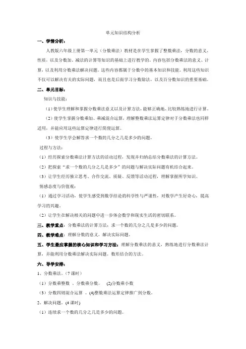 《分数乘法》单元知识结构分析