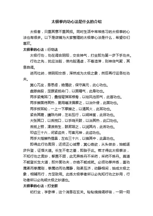 太极拳内功心法是什么的介绍