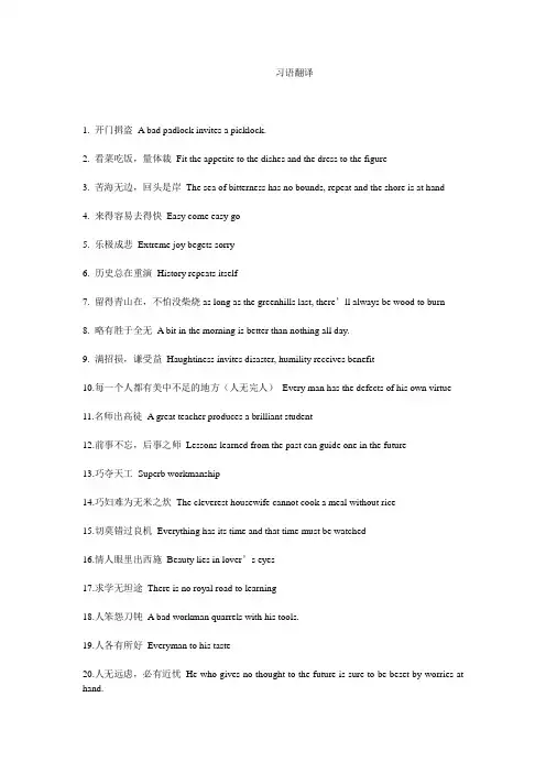 习语翻译 idioms