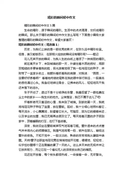 精彩的瞬间初中作文