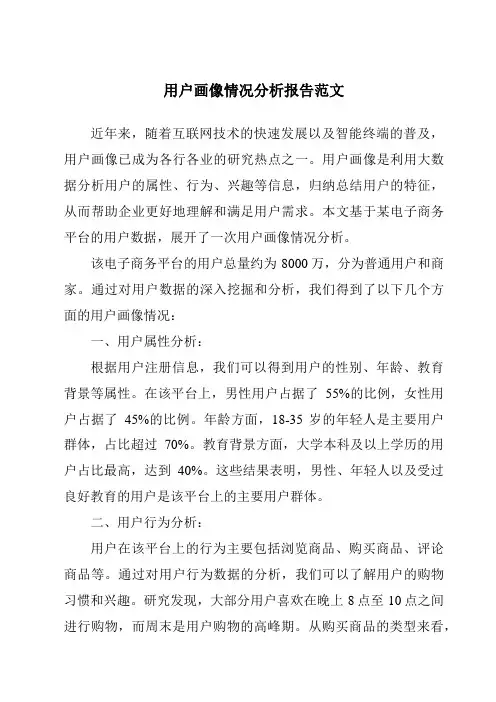 用户画像情况分析报告范文