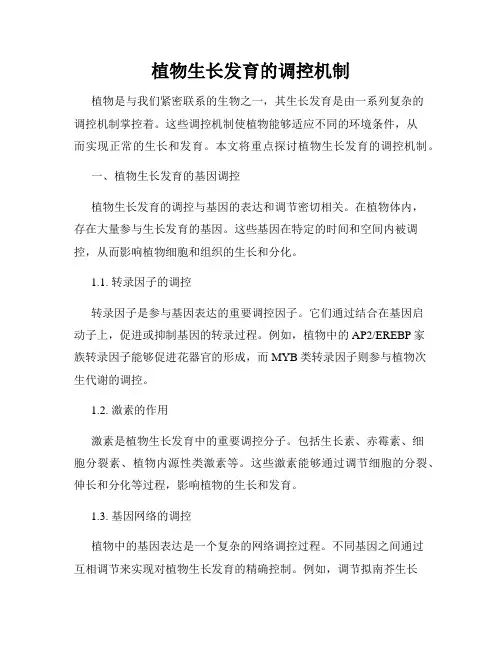 植物生长发育的调控机制