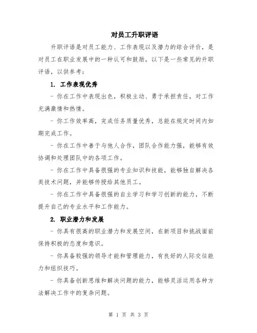 对员工升职评语