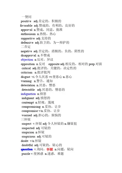 英语阅读态度观点词汇总结