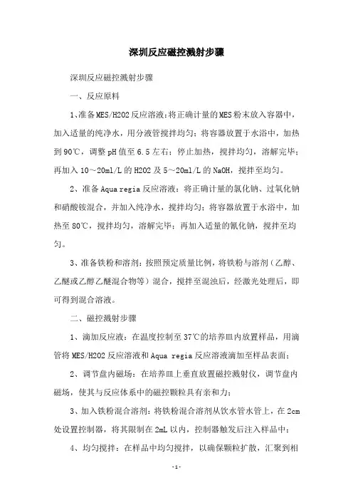 深圳反应磁控溅射步骤