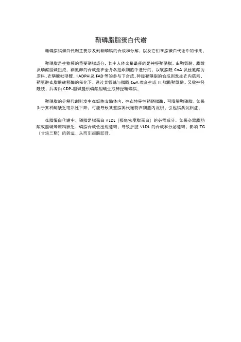鞘磷脂脂蛋白代谢