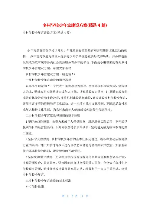 乡村学校少年宫建设方案(精选4篇)