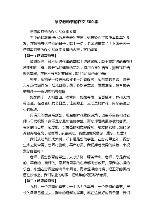 感恩教师节的作文500字5篇