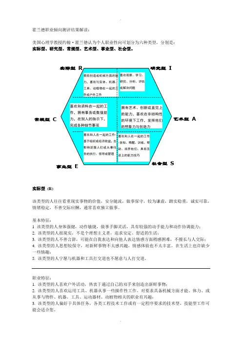 霍兰德职业倾向测评量表解释