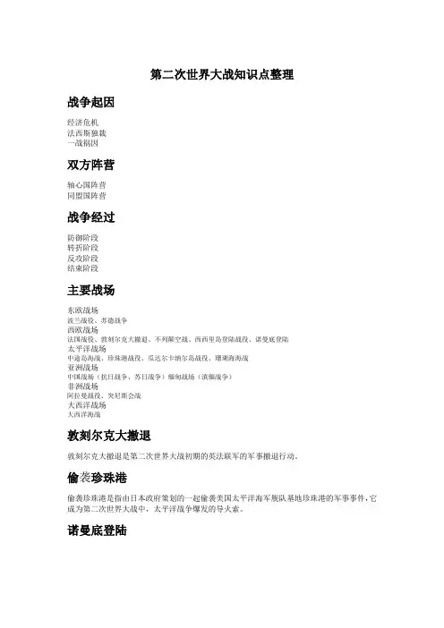 第二次世界大战知识点整理