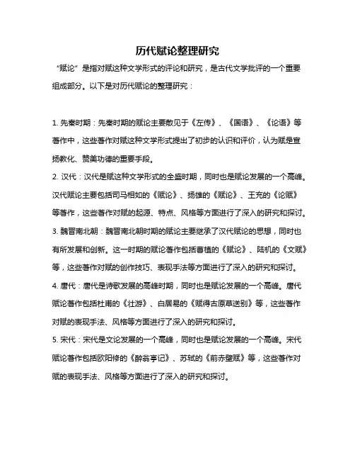 历代赋论整理研究