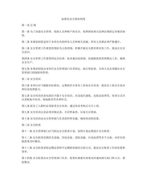 标准化安全规章制度