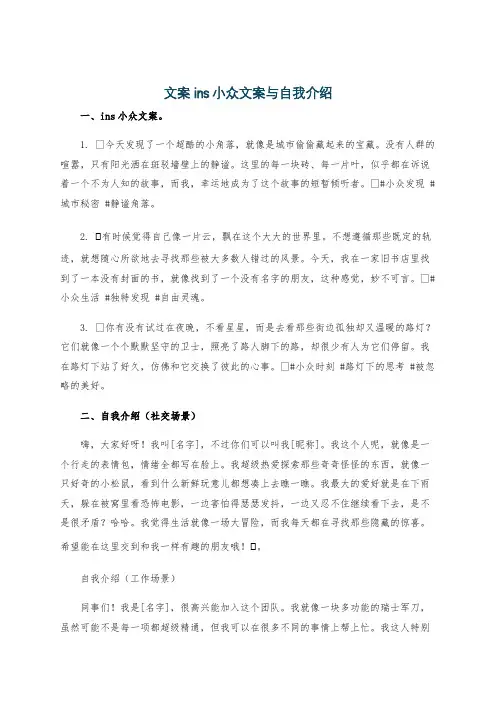文案ins小众文案与自我介绍