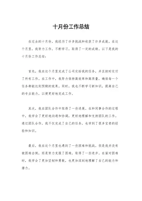 十月份工作总结