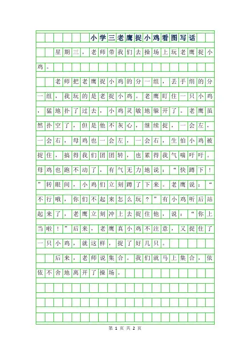 2019年小学三年级老鹰捉小鸡看图写话作文【四篇】