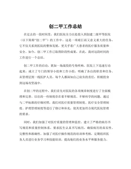 创二甲工作总结