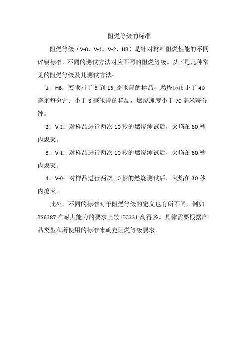 阻燃等级的标准