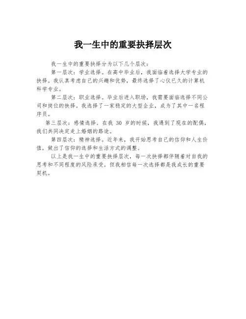 我一生中的重要抉择层次